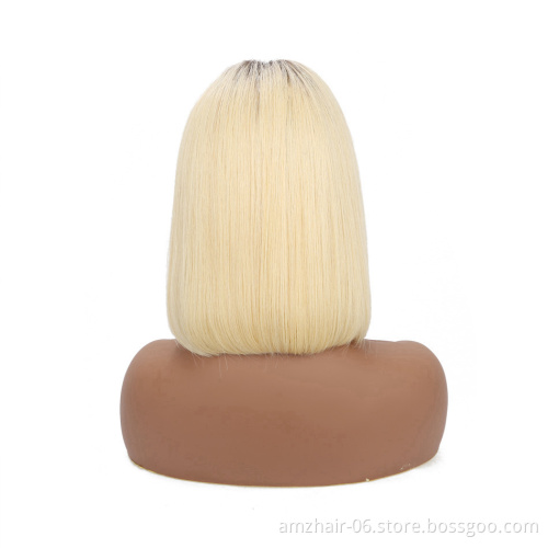 Raw Indian Virgin Human Hair Colored Wig Straight Short Color Bob Wig Blonde 1B 613 Gold Pink Orange Lace Front Wig Human Hair